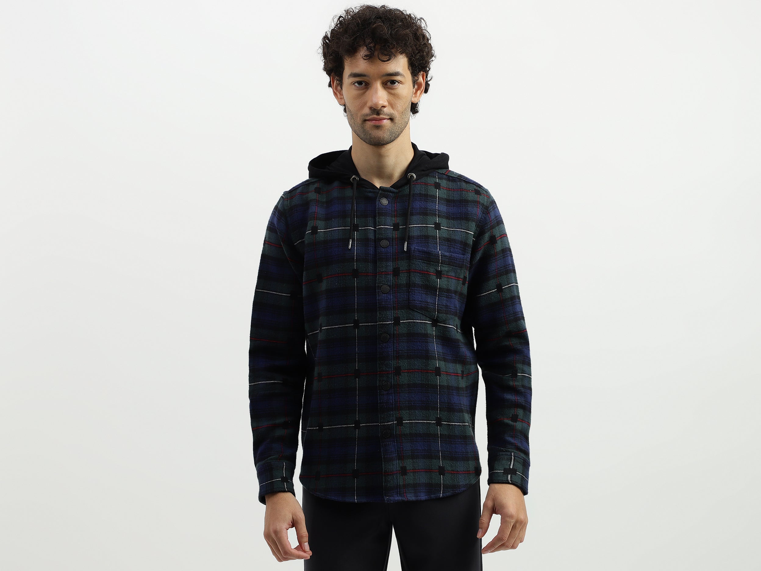 Regular Spread Collar Checkered Shirts