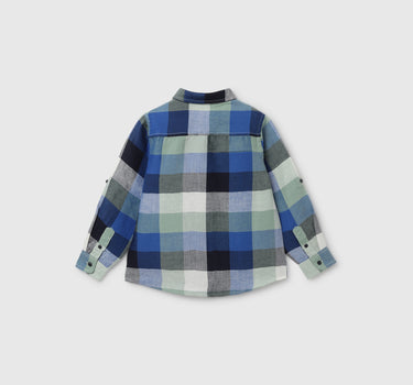 Boy's Regular Fit Spread Collar Checked Shirt