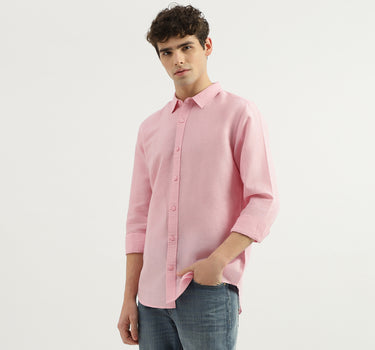 Slim Fit Spread Collar Solid Shirt