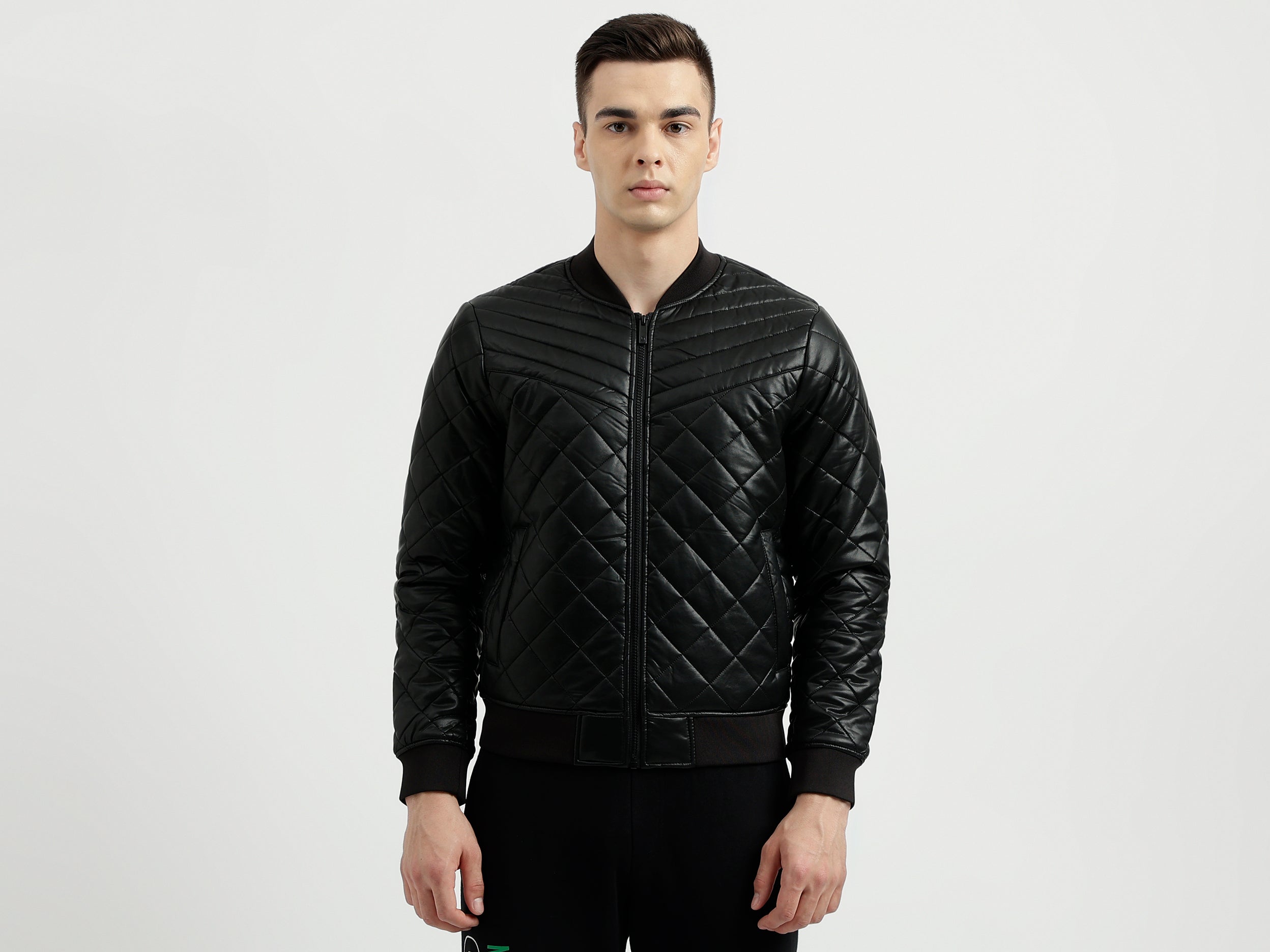 Men's Regular Fit Baseball Collar Quilted Jacket