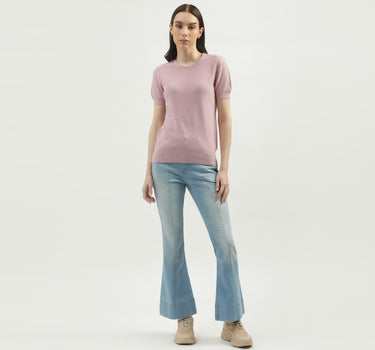 Women's Regular Fit Round Neck Textured Sweaters