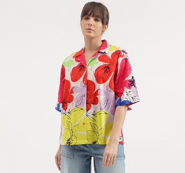 Regular Fit Collared Neck Printed Shirt