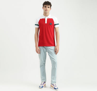 Regular Fit Polo Neck Colorblock T-Shirt