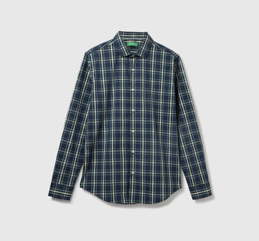 Cotton Checked Cutaway Collar Mens Shirts