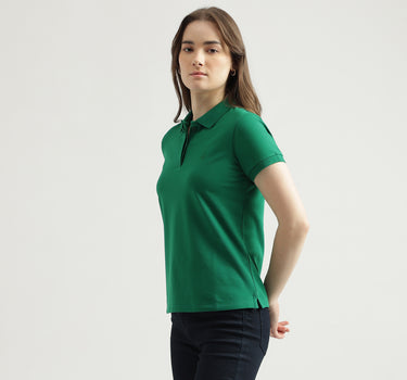 Regular Fit Polo Neck Solid Women's T-Shirt