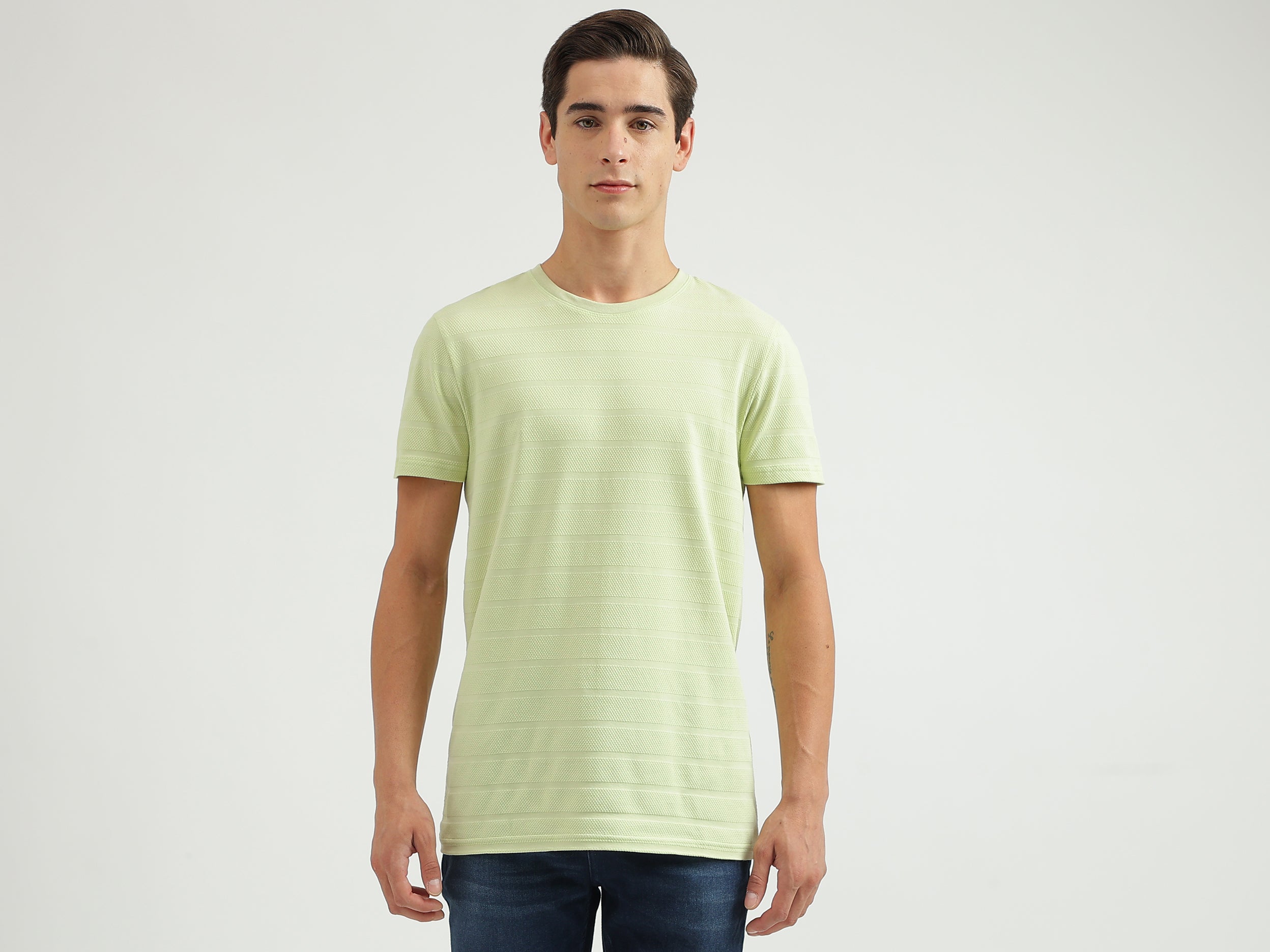 Textured Crew Neck Regular-Fit T-Shirt