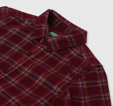 Boys Checked Spread Collar Shirt