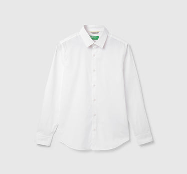 Men White Solid Slim Shirt