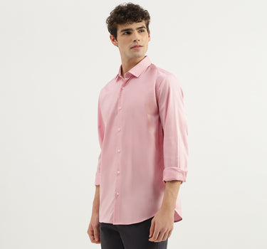 Slim Fit Spread Collar Solid Shirt