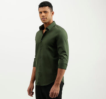 Slim Fit Spread Collar Solid Shirt