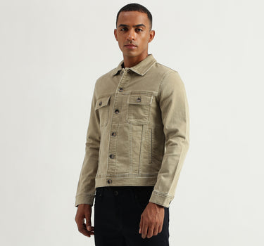 Men's Regular Fit Spread Collar Solid Jackets