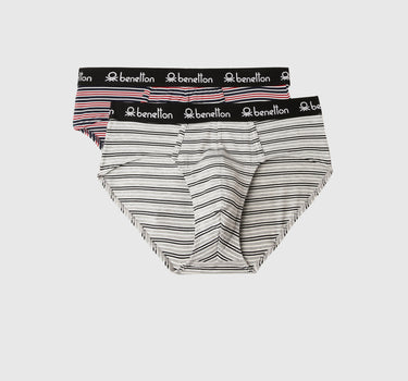 Pack of 2 Striped Low Rise Briefs