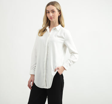 Relaxed-Fit Regular Collar High-Low Hem Shirt