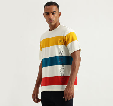 Men's Boxy Fit Crew Neck Striped Tshirts