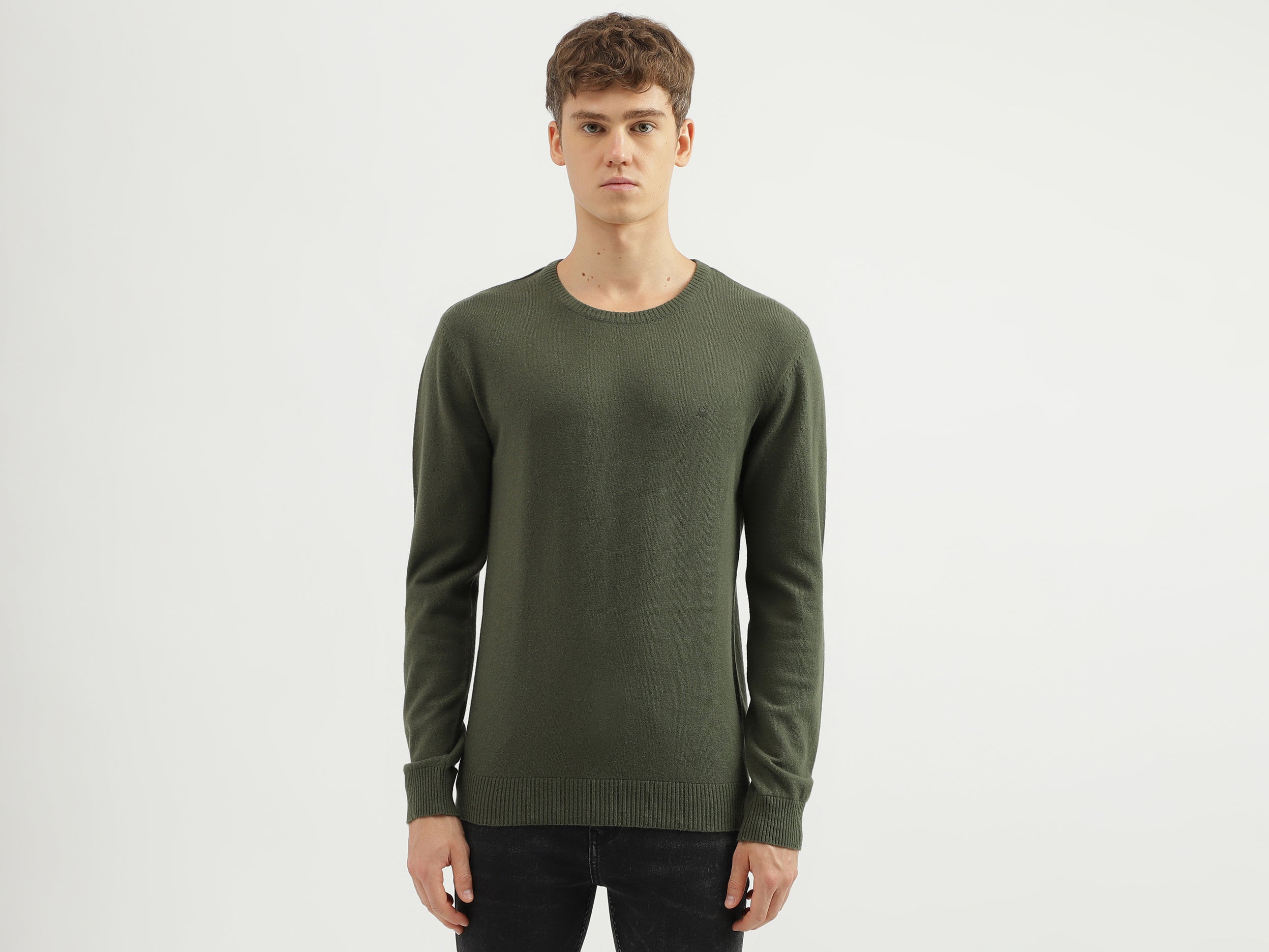 Men's Regular Fit Crew Neck Solid Sweater