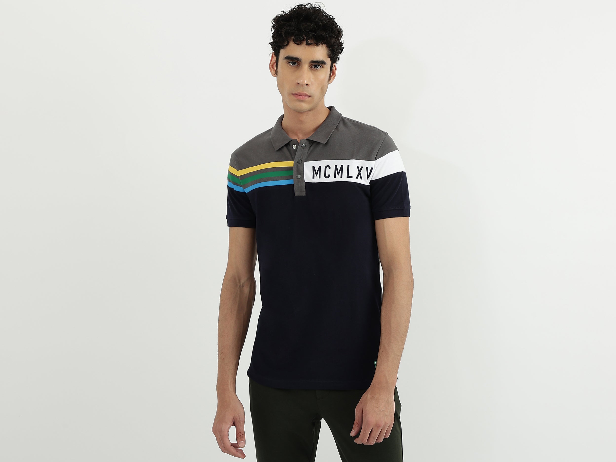 Men Colorblock Polo Neck Polo T-Shirt