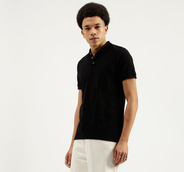 Regular Fit Ribbed Collar Solid T-Shirt