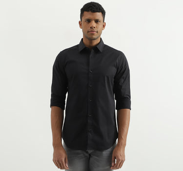 Slim Fit Spread Collar Solid Shirt