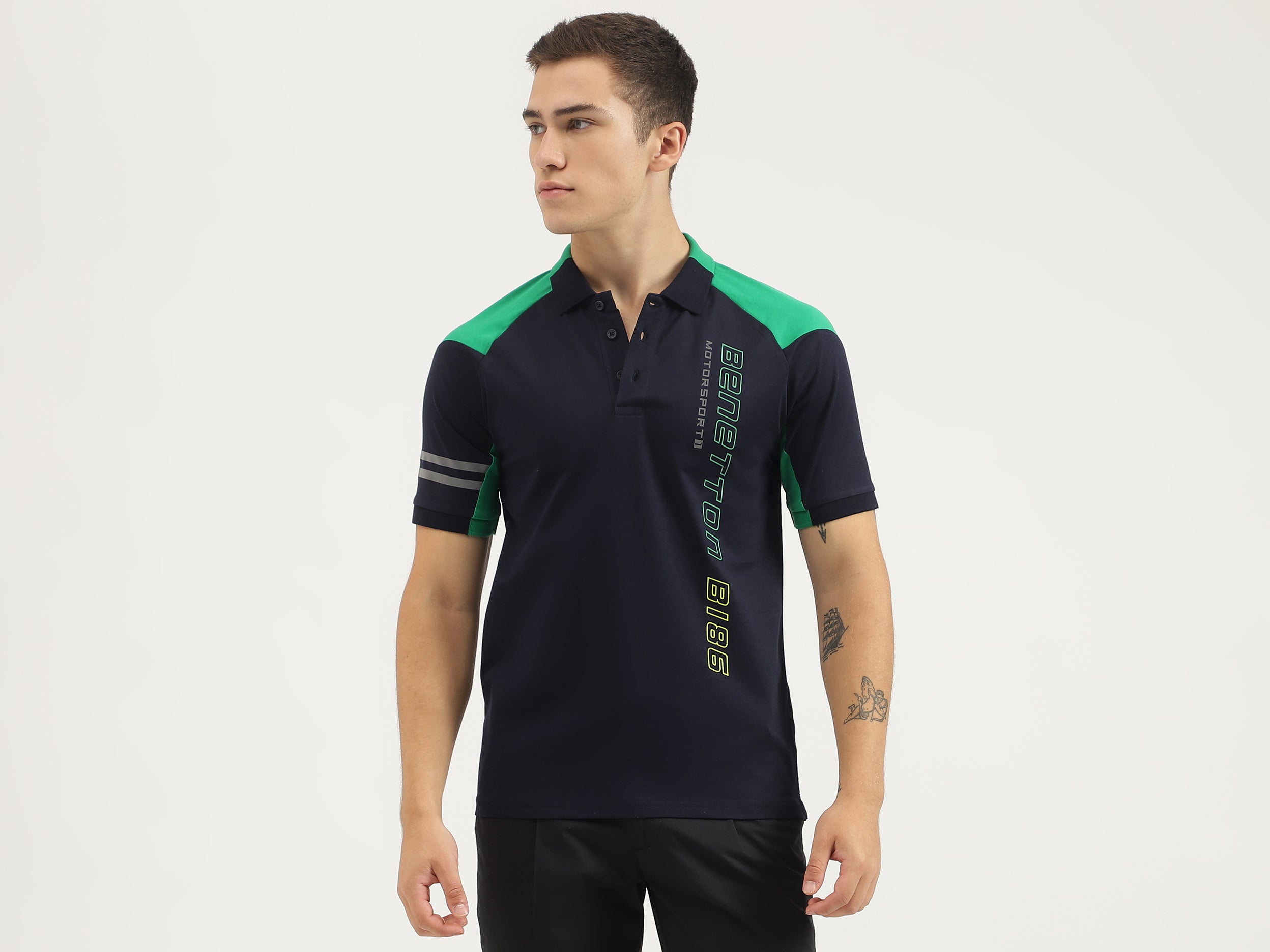 Regular Fit Polo Neck Printed T-shirt