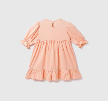 Cotton Solid Round Neck Girls Dresses