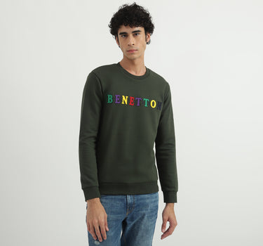 Men Applique Round Neck Sweatshirt