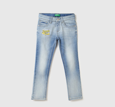 Boys Embroidered Logo Slim Fit Jeans