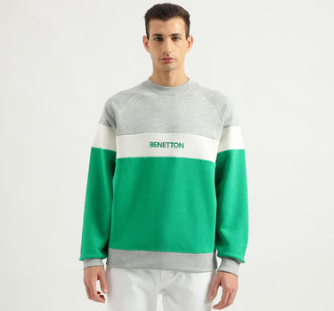 Men's Boxy Fit Round Neck Color Block Sweatshirt