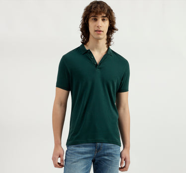 Polo Neck Solid Pattern T-Shirt