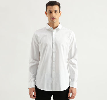 Men's Slim Fit Spread Collar Textured Shirts