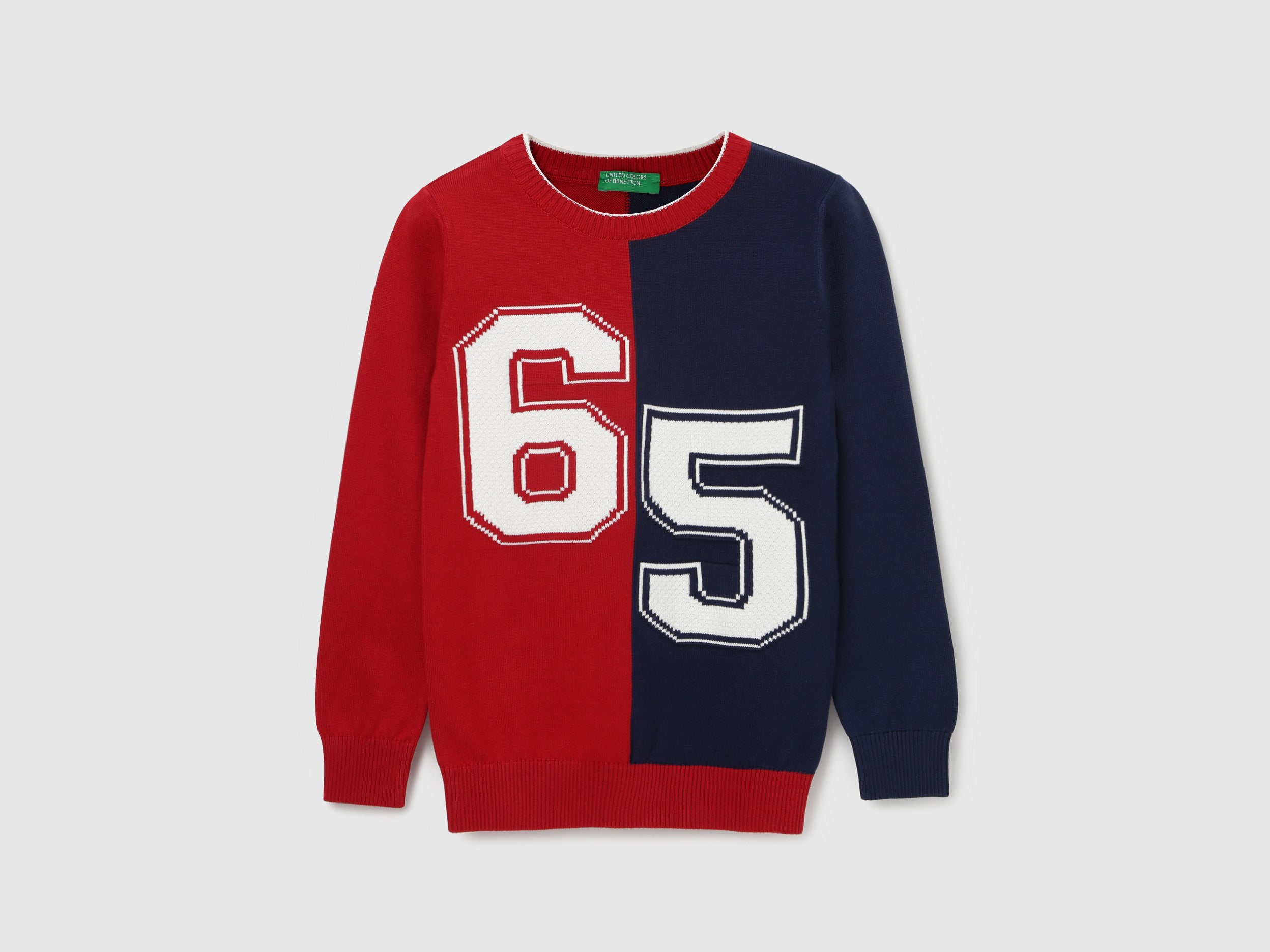 Boy's Regular Fit Crew Neck Colorblock Sweater