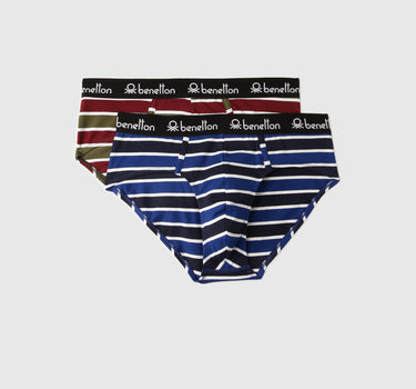 Pack of 2 Striped Low Rise Briefs