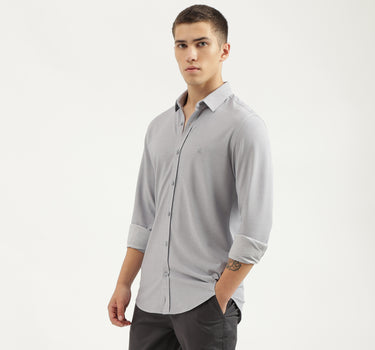 Slim Fit Spread Collar Solid Shirts