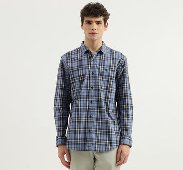 Slim Fit Spread Collar Checkered Shirt