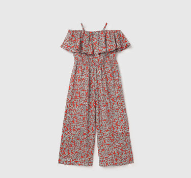 Regular Fit Square Neck Floral Jumpsuit