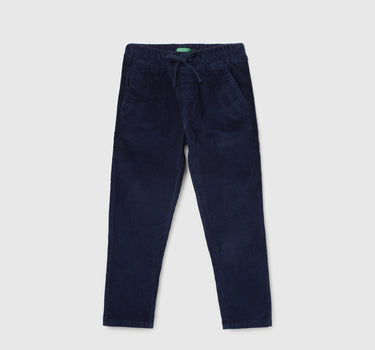 Boy's Ribbed Regular Fit Trousers with Drawstring Closure