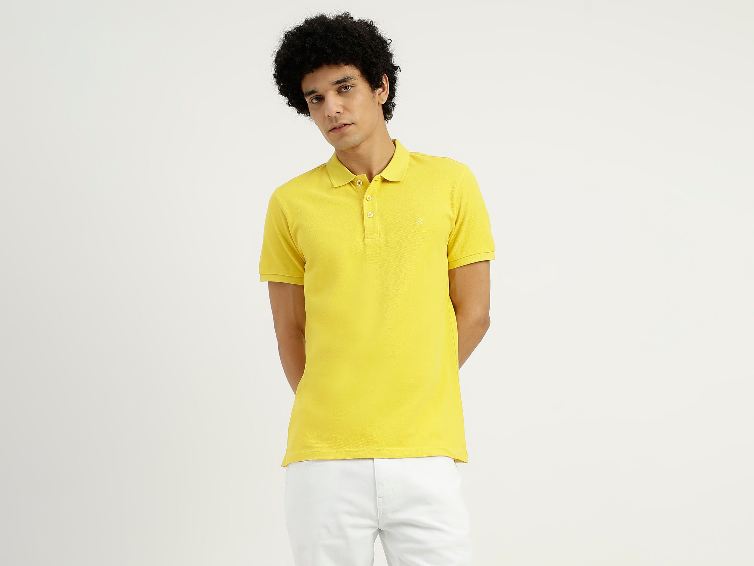 Regular Fit Ribbed Collar Solid T-Shirt