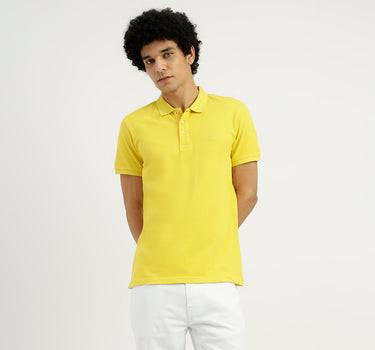 Regular Fit Ribbed Collar Solid T-Shirt