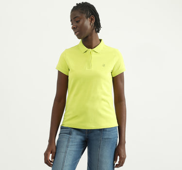 Women Solid Polo Collar T-shirt