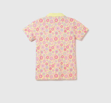 Regular Fit Polo Neck Floral Print T-shirt