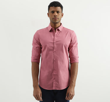 Slim Fit Spread Collar Solid Shirt