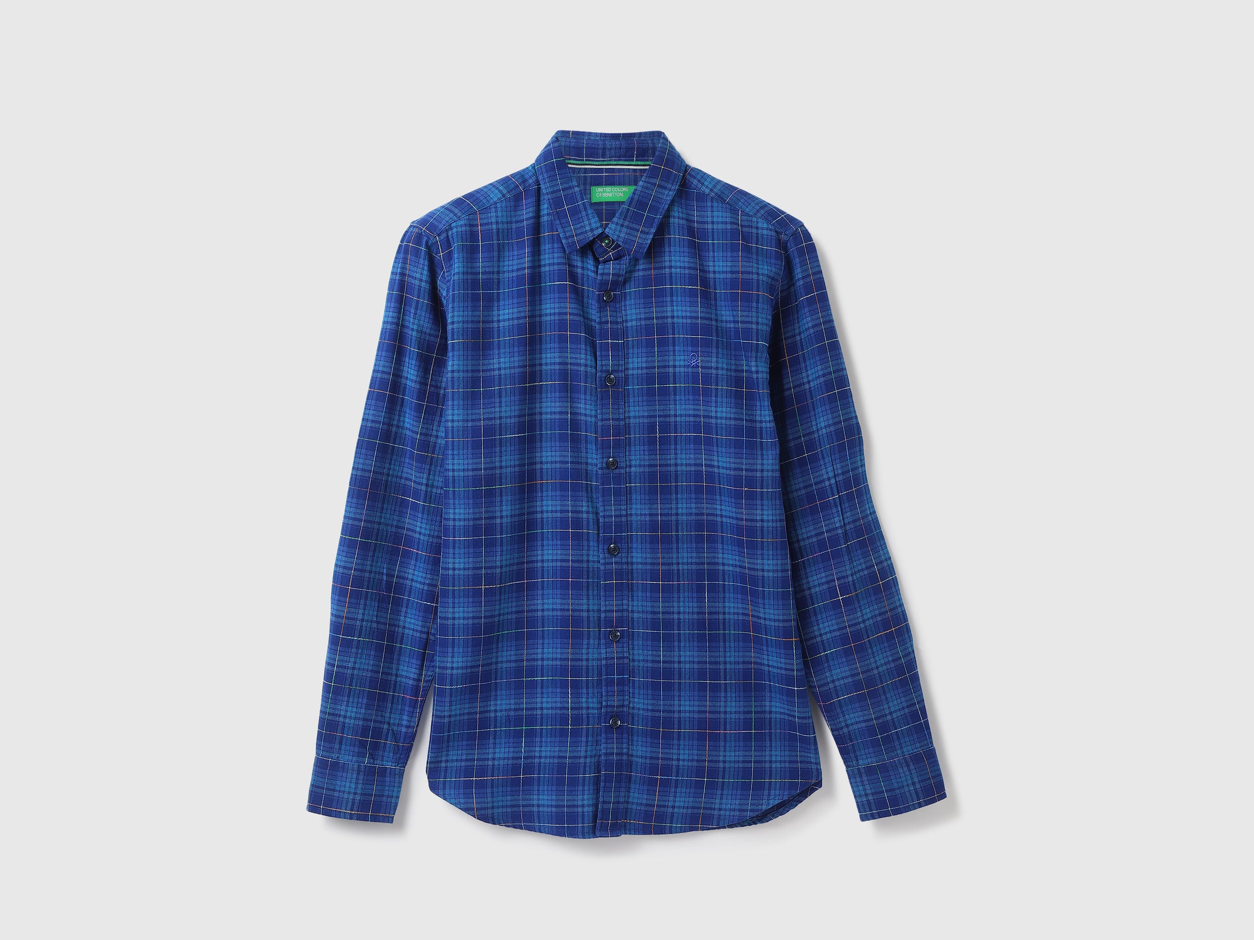 Men Checked Spread Collar Shirt