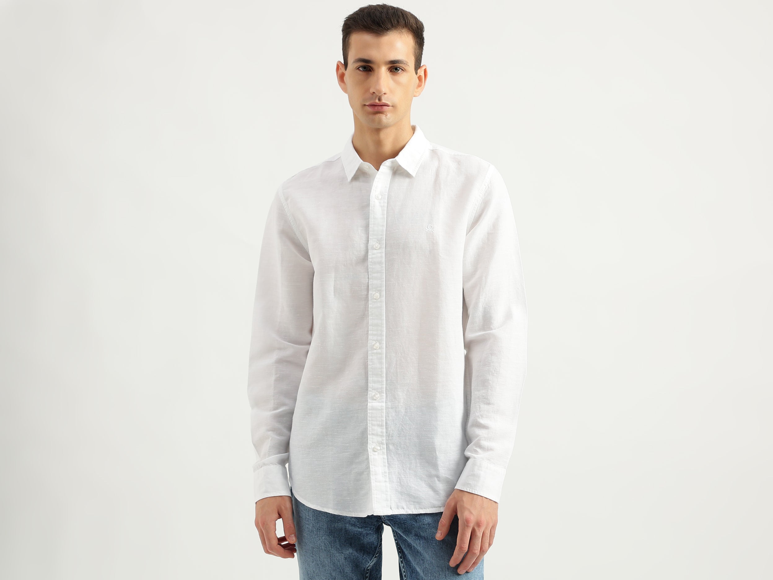 Men's Slim Fit Spread Collar Solid Shirts