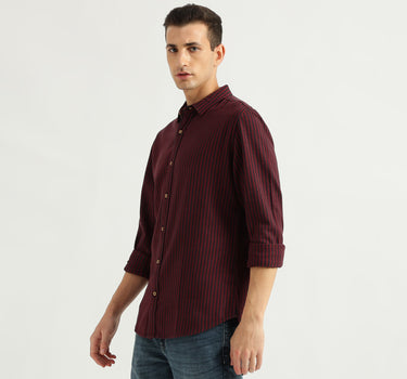 Men's Slim Fit Spread Collar Striped Shirts