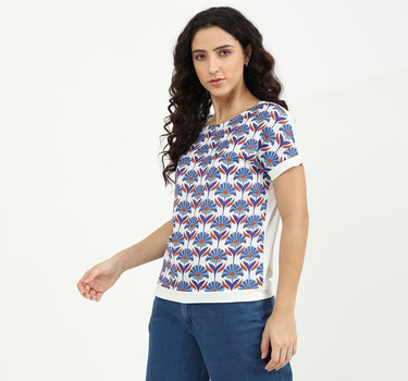 Round Neck Printed Top