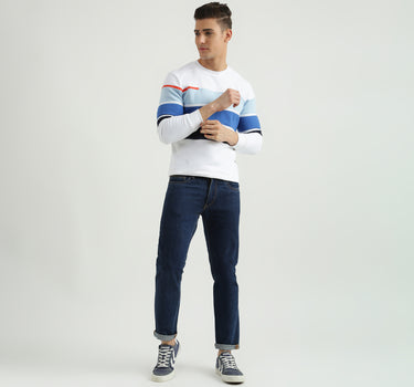 Mens Long Sleeve Stripe Sweatshirt