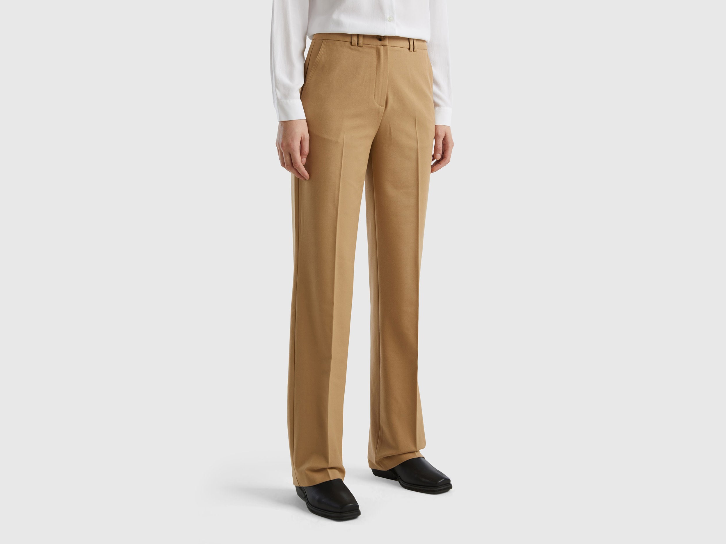 Solid Straight Fit Trousers