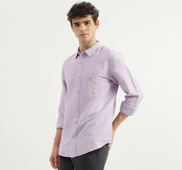 Slim Fit Spread Collar Solid Shirt