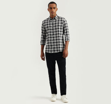 Men's Slim Fit Spread Collar Checked Shirts