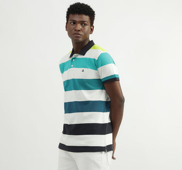 Cotton Striped Polo Collar Mens T-shirts