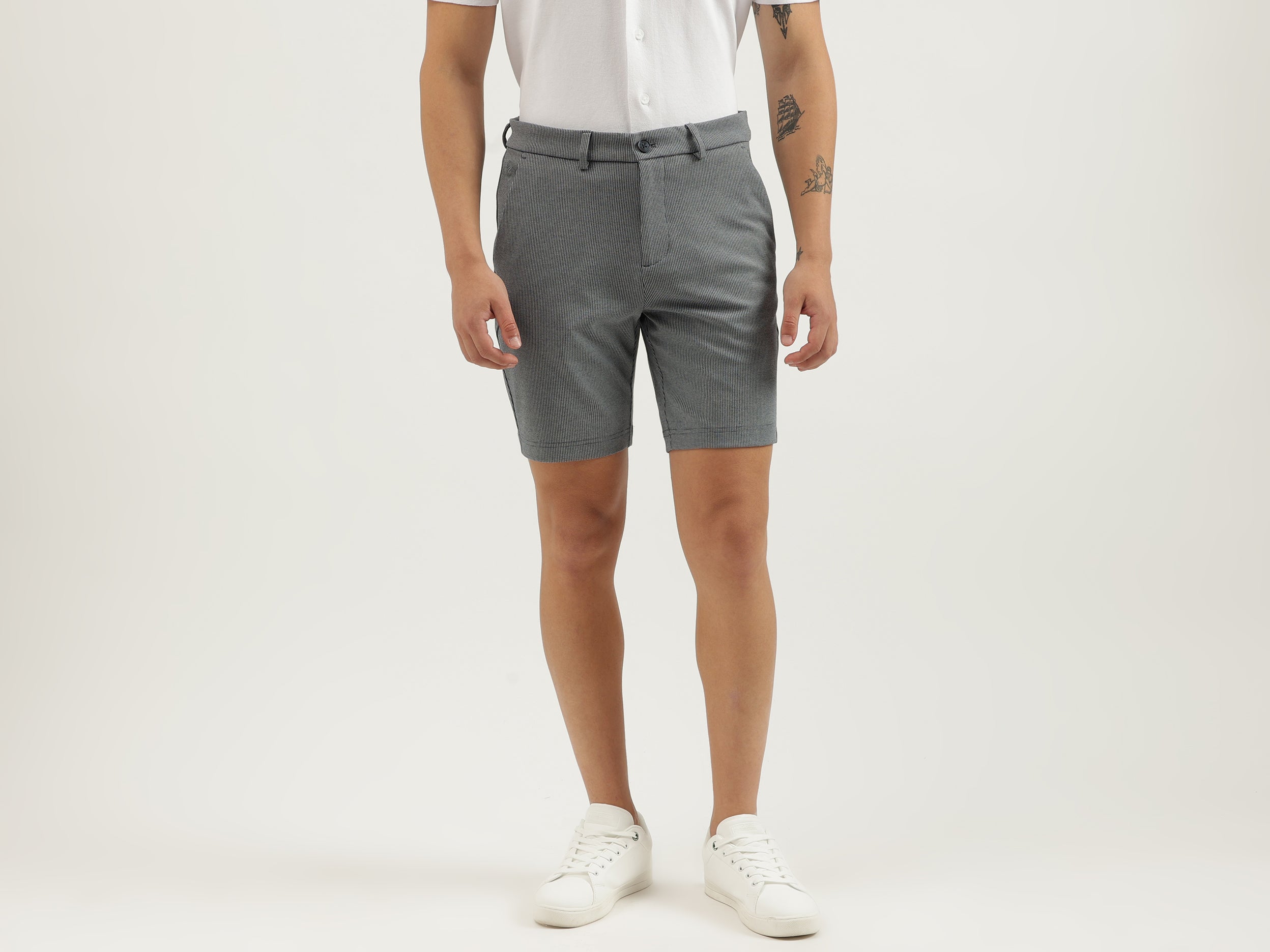 Houndstooth Slim Fit Shorts